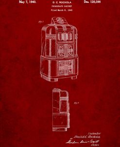 PP347-Burgundy Jukebox Patent Poster
