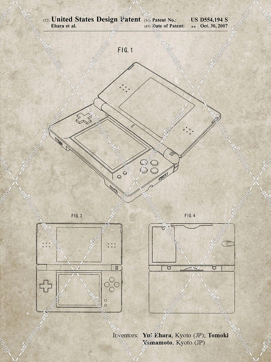 PP346-Sandstone Nintendo DS Patent Poster