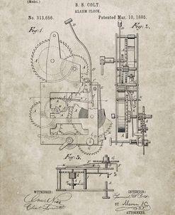 PP349-Sandstone Vintage Alarm Clock Patent Poster