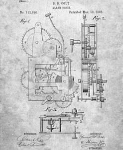 PP349-Slate Vintage Alarm Clock Patent Poster