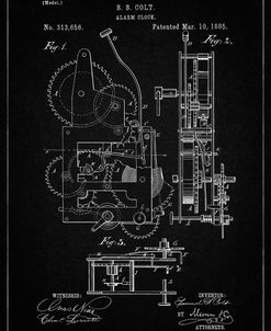 PP349-Vintage Black Vintage Alarm Clock Patent Poster