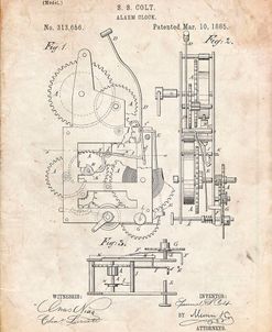 PP349-Vintage Parchment Vintage Alarm Clock Patent Poster