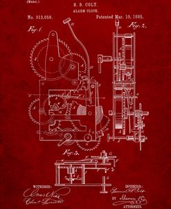 PP349-Burgundy Vintage Alarm Clock Patent Poster