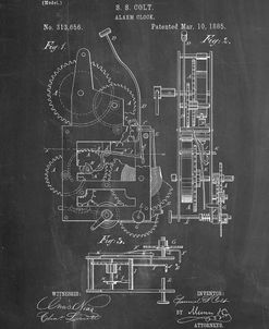 PP349-Chalkboard Vintage Alarm Clock Patent Poster