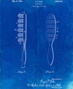 PP352-Faded Blueprint Wooden Hair Brush 1933 Patent Poster