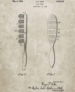 PP352-Sandstone Wooden Hair Brush 1933 Patent Poster
