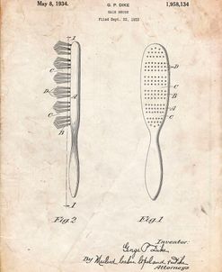 PP352-Vintage Parchment Wooden Hair Brush 1933 Patent Poster