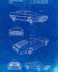 PP354-Faded Blueprint DeLorean Patent Poster