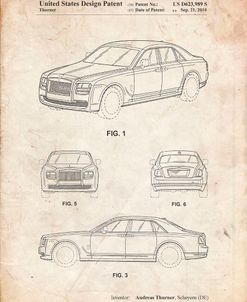 PP353-Vintage Parchment Bentley Phantom Patent Poster
