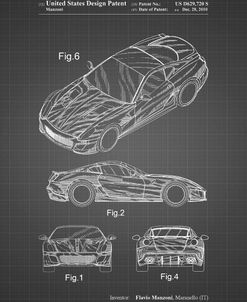 PP355-Black Grid Exotic sports car Patent Poster