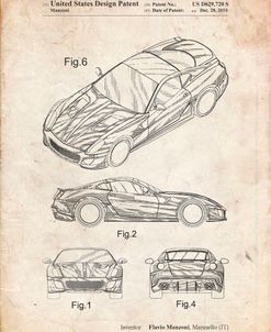 PP355-Vintage Parchment Exotic sports car Patent Poster