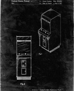 PP357-Black Grunge Arcade Game Cabinet Front Figure Patent Poster