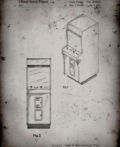 PP357-Faded Grey Arcade Game Cabinet Front Figure Patent Poster