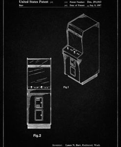 PP357-Vintage Black Arcade Game Cabinet Front Figure Patent Poster