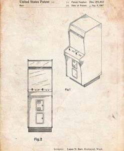 PP357-Vintage Parchment Arcade Game Cabinet Front Figure Patent Poster