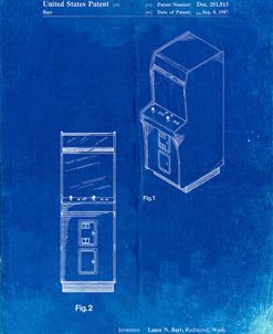 PP357-Faded Blueprint Arcade Game Cabinet Front Figure Patent Poster