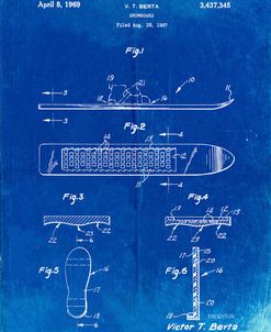 PP358-Faded Blueprint Berta Magnetic Boot Snowboard Patent Poster
