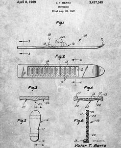 PP358-Slate Berta Magnetic Boot Snowboard Patent Poster
