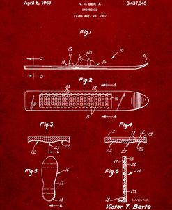 PP358-Burgundy Berta Magnetic Boot Snowboard Patent Poster