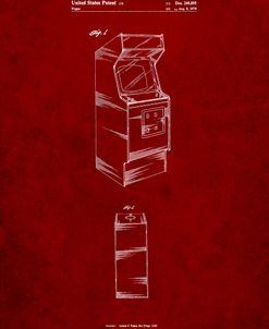 PP362-Burgundy Arcade Game Cabinet Patent Poster
