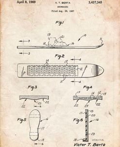 PP358-Vintage Parchment Berta Magnetic Boot Snowboard Patent Poster