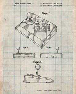 PP374-Antique Grid Parchment Nintendo Joystick Patent Poster