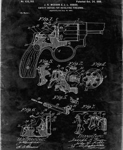 PP375-Black Grunge Smith and Wesson Hammerless Pistol 1898 Patent Poster