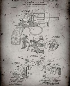 PP375-Faded Grey Smith and Wesson Hammerless Pistol 1898 Patent Poster