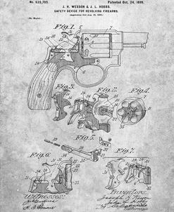 PP375-Slate Smith and Wesson Hammerless Pistol 1898 Patent Poster