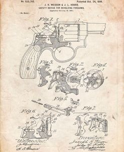 PP375-Vintage Parchment Smith and Wesson Hammerless Pistol 1898 Patent Poster