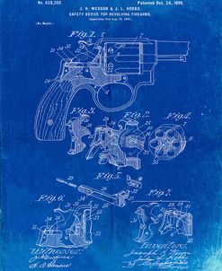 PP375-Faded Blueprint Smith and Wesson Hammerless Pistol 1898 Patent Poster