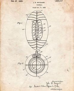PP379-Vintage Parchment Football Game Ball 1925 Patent Poster