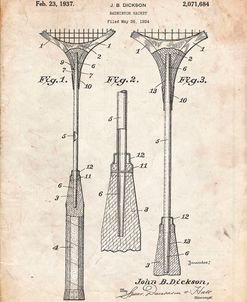 PP382-Vintage Parchment Badminton Racket 1937 Patent Poster