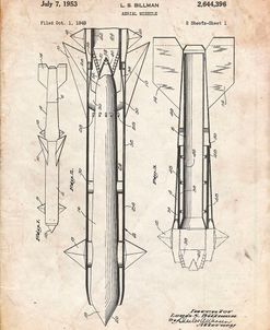 PP384-Vintage Parchment Aerial Missile Patent Poster