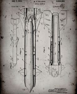 PP384-Faded Grey Aerial Missile Patent Poster