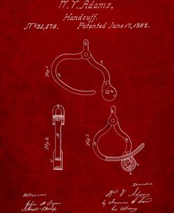 PP389-Burgundy Vintage Police Handcuffs Patent Poster
