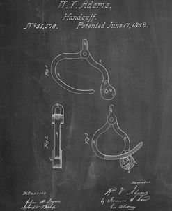 PP389-Chalkboard Vintage Police Handcuffs Patent Poster