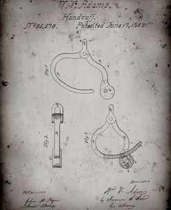 PP389-Faded Grey Vintage Police Handcuffs Patent Poster