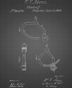 PP389-Black Grid Vintage Police Handcuffs Patent Poster