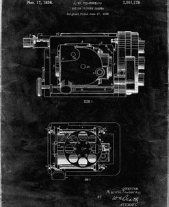 PP390-Black Grunge Motion Picture Camera 1932 Patent Poster