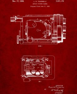 PP390-Burgundy Motion Picture Camera 1932 Patent Poster