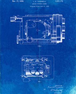 PP390-Faded Blueprint Motion Picture Camera 1932 Patent Poster