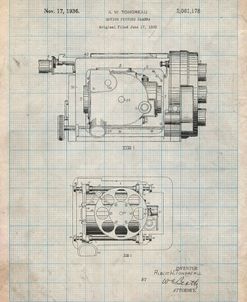 PP390-Antique Grid Parchment Motion Picture Camera 1932 Patent Poster
