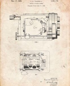 PP390-Vintage Parchment Motion Picture Camera 1932 Patent Poster