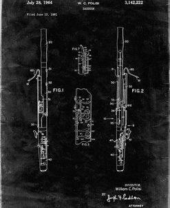 PP392-Black Grunge Bassoon Patent Poster