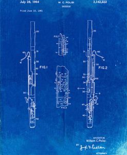 PP392-Faded Blueprint Bassoon Patent Poster