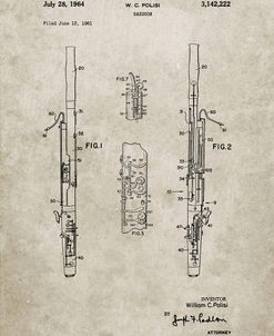 PP392-Sandstone Bassoon Patent Poster