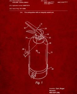 PP396-Burgundy Modern Fire Extinguisher Patent Poster