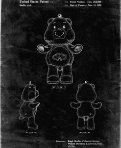 PP397-Black Grunge Love A Lot Care Bear Patent Poster