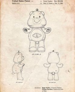 PP397-Vintage Parchment Love A Lot Care Bear Patent Poster